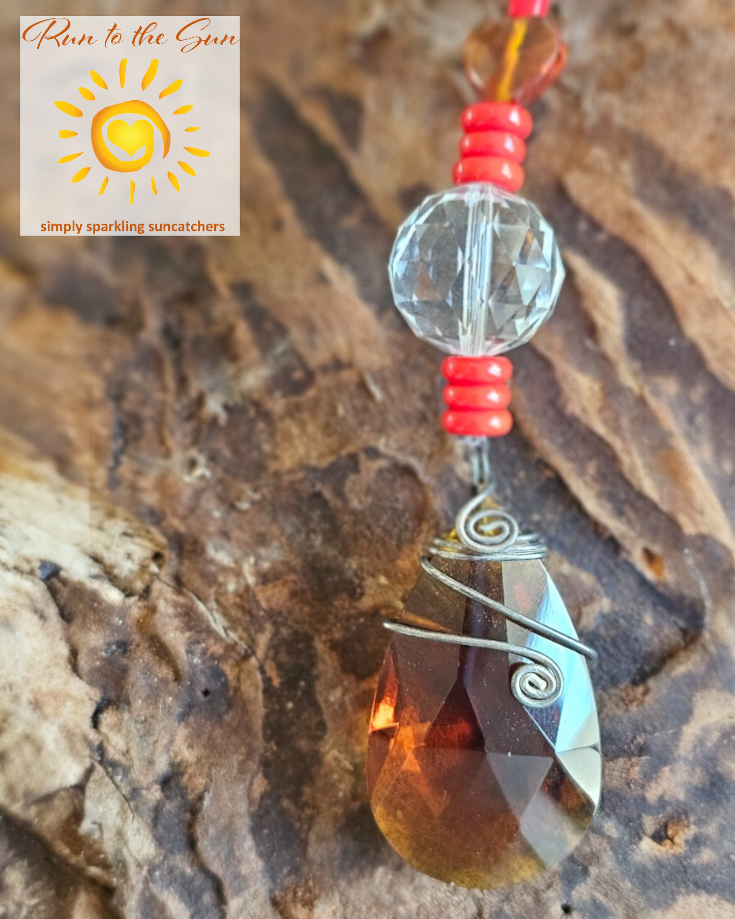 Amber Pendant and Beads Suncatcher