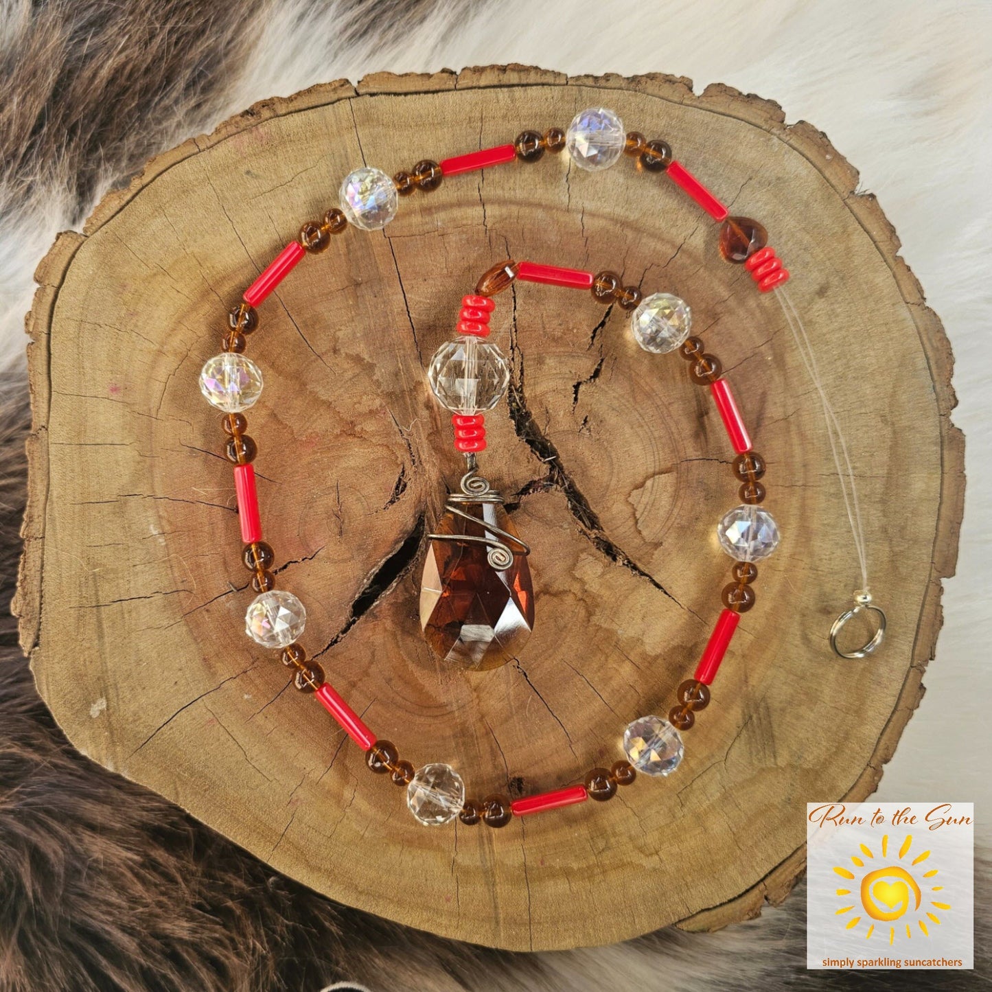 Amber Pendant and Beads Suncatcher