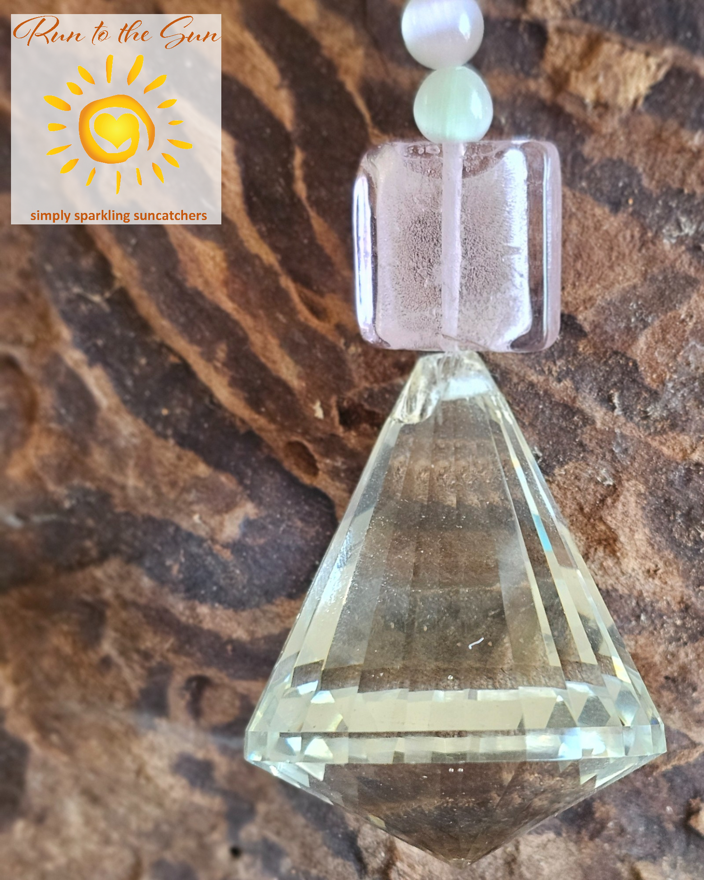 Green and Pink Frosted Glass Suncatcher