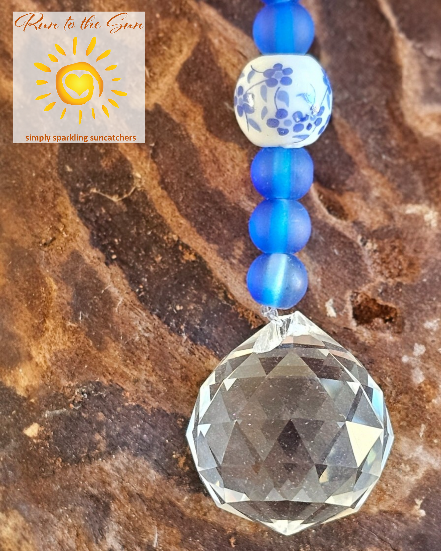 Blue Floral Bead Suncatcher