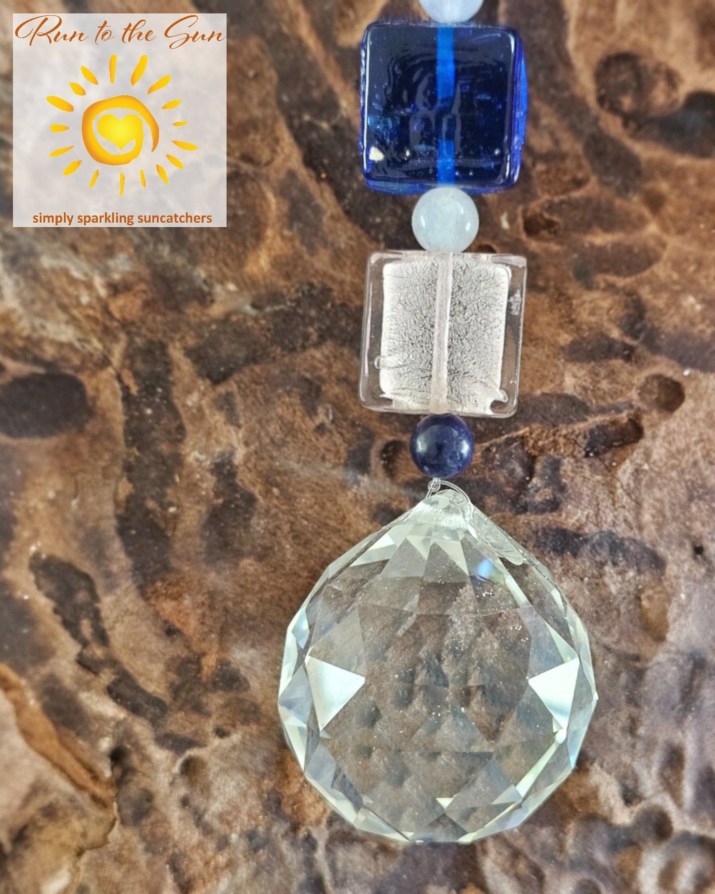 Blue and Pink Frosted Glass Suncatcher