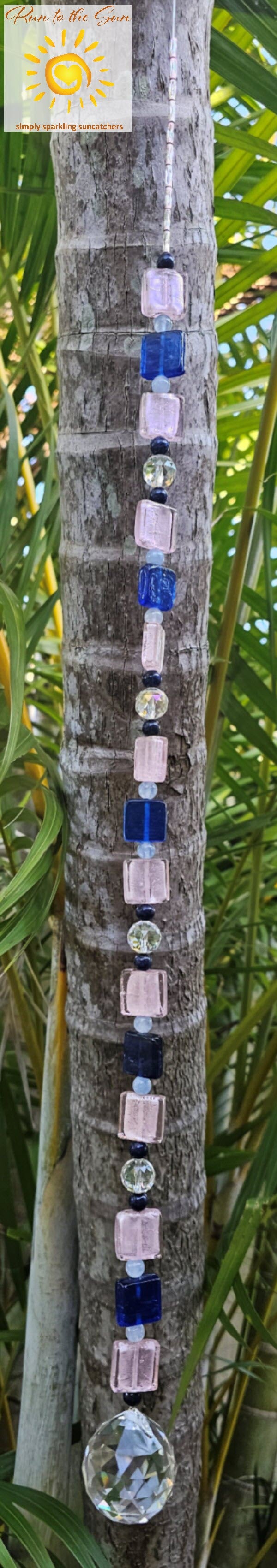 Blue and Pink Frosted Glass Suncatcher