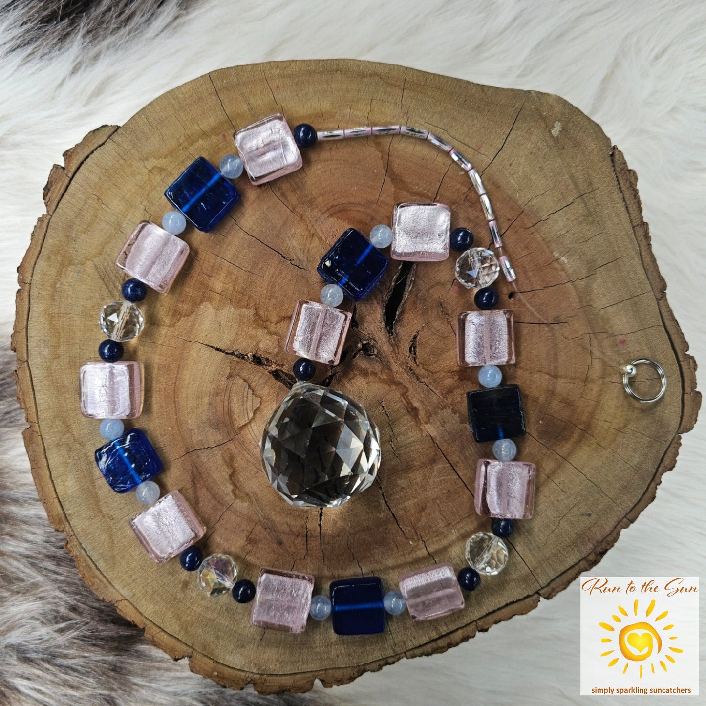 Blue and Pink Frosted Glass Suncatcher