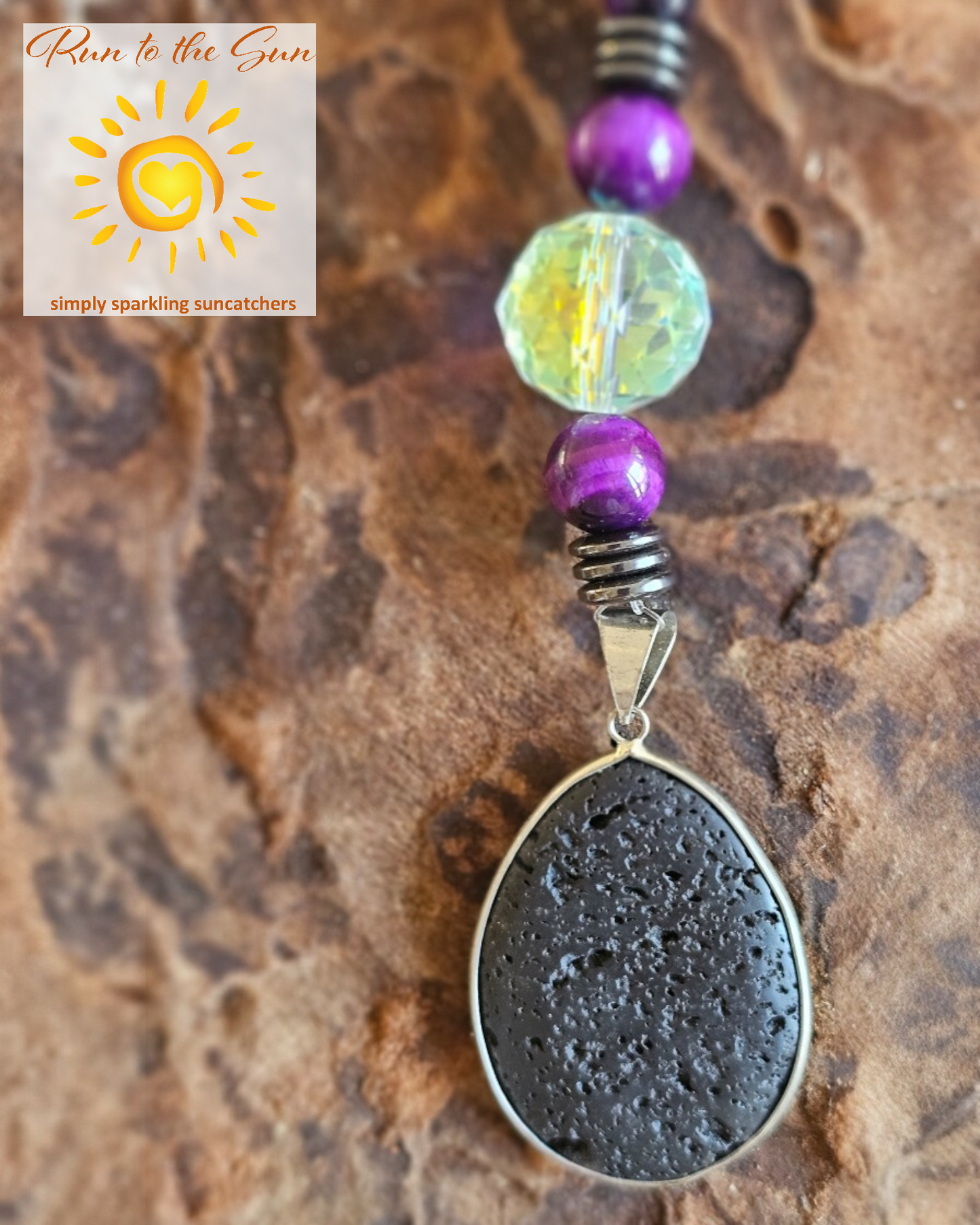 Lava Stone and Hematite Suncatcher