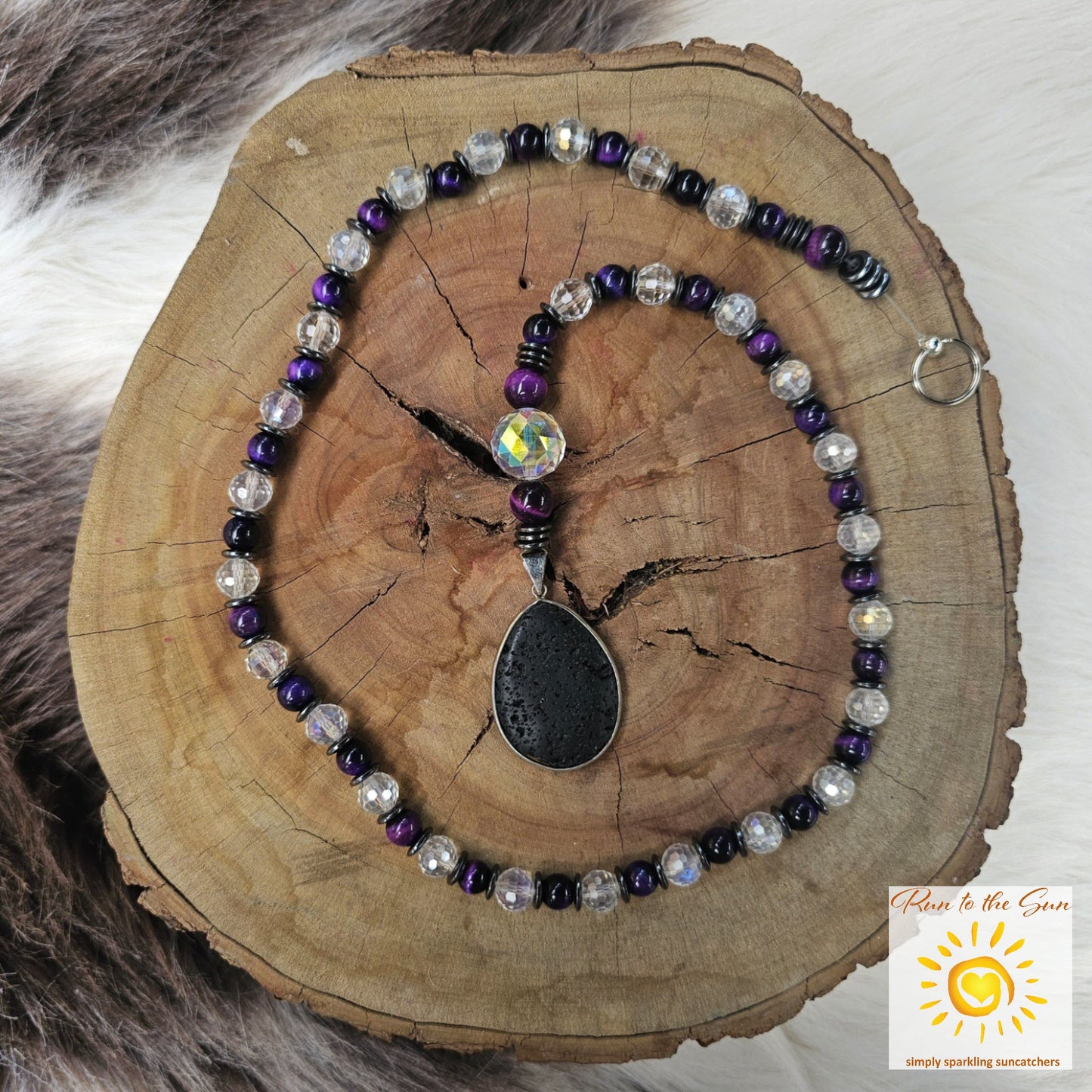 Lava Stone and Hematite Suncatcher