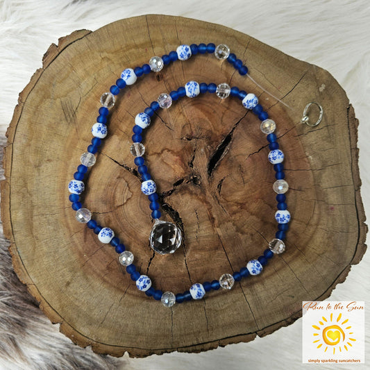 Blue Floral Bead Suncatcher